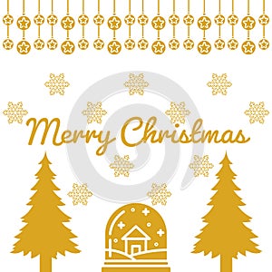 Merry Christmas wishes greeting card on abstract background with tree, snowflakes, graphic design illustration wallpaper
