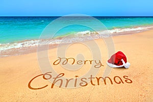 Merry Christmas wishes from the tropical beach