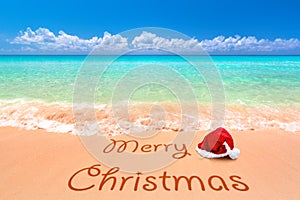 Merry Christmas wishes from the tropical beach