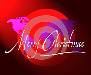 Merry christmas world map or globe