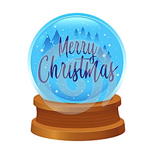 Merry Christmas Writing on A Snow Globe