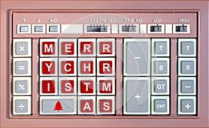 Merry christmas written replaced on an old calculator