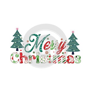 Merry Christmas - Xmas calligraphy phrase for Christmas. Hand drawn lettering for Xmas greetings cards, invitations.