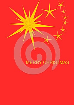 Merry Christmas with yellow colour star surround one side and ted colour background. Merry Christmas card with post card.