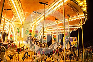 Merry-go-round at canival at night