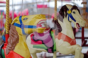 Merry-go-round carrousel antique horses painted colors