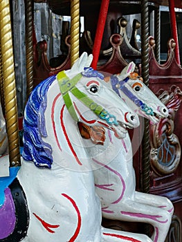 Merry-go-round in color with horses