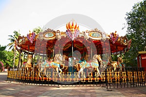 Merry Go Round in Empty Theme Park