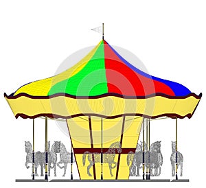 Merry-Go-Round Horse Carousel Vector