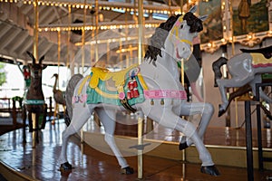 Merry go round pony carousel at the park.