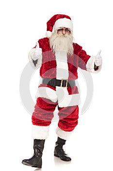 Merry saint nick makes ok sign while standing