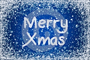 Merry Xmas on Christmas Blue Background