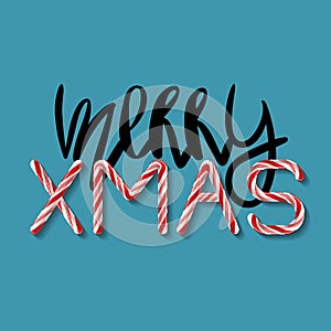 Merry Xmas, creative tag with hand drawn lettering