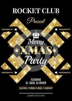 Merry XMAS party. Night club flyer template