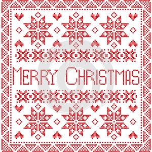 Merry Xmas Scandinavian style Nordic winter stitch, knitting seamless pattern