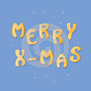 Merry Xmas vector card with gingerbread cracker