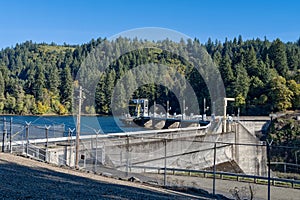 The Merwin Dam on the Lewis River near Ariel, Washington, USA