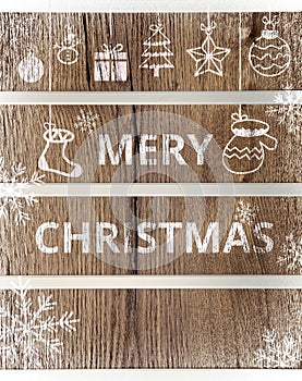 Mery christmas on wooden board