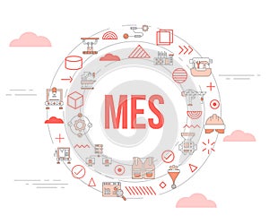 mes concept with icon set template banner and circle round shape