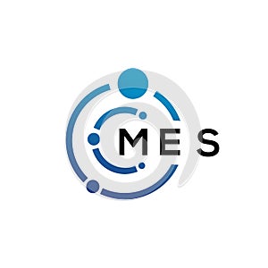 MES letter technology logo design on white background. MES creative initials letter IT logo concept. MES letter design