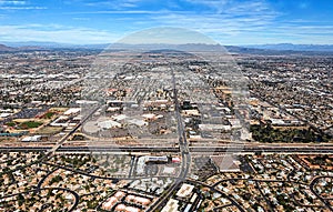 Mesa, Arizona Skyline looking north from the Superstition Freeway