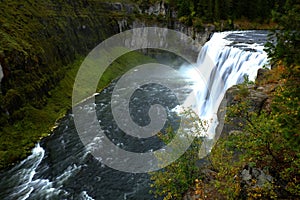 Mesa Falls Large Waterfall River Canyon Powerful