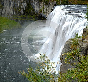 Mesa Falls Large Waterfall River Canyon Powerful