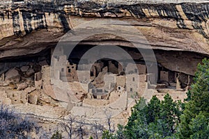 Mesa verde national park - cliff dwelling in desert mountain lan