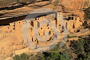 Mesa Verde National Park, UNESCO World Heritage Site, Golden Afternoon Light on Ruins of Cliff Palace, Colorado, USA