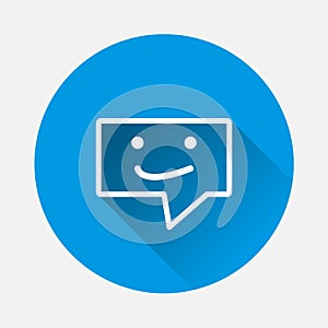 Mesage vector icon. Sms icon on blue background. Flat image mess