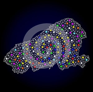 Mesh 2D Map of Kahoolawe Island with Colorful Light Spots