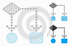 Algorithm Flowchart Vector Mesh Carcass Model and Triangle Mosaic Icon