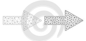 Mesh Arrow Direction Icon Versions in Polygonal Wire Frame Vector Style