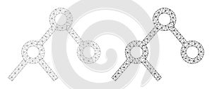 Mesh Binary Links Icon Variants in Polygonal Wire Frame Vector Style
