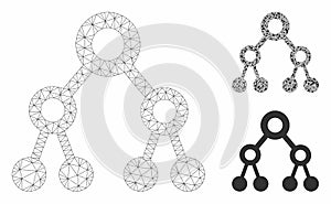 Binary Tree Vector Mesh Wire Frame Model and Triangle Mosaic Icon