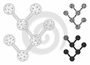 Binary Tree Vector Mesh Carcass Model and Triangle Mosaic Icon