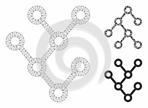 Binary Tree Vector Mesh 2D Model and Triangle Mosaic Icon