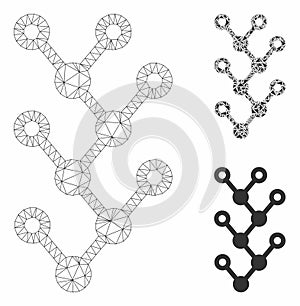 Binary Tree Vector Mesh Wire Frame Model and Triangle Mosaic Icon