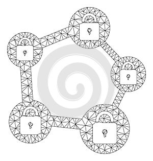 Blockchain Network Vector Mesh Carcass Model