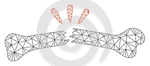Broken Bone Polygonal Frame Vector Mesh Illustration