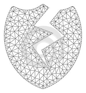 Broken Shield Polygonal Frame Vector Mesh Illustration