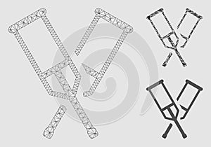 Crutches Vector Mesh Carcass Model and Triangle Mosaic Icon