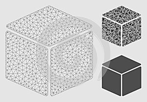 Cube Vector Mesh 2D Model and Triangle Mosaic Icon