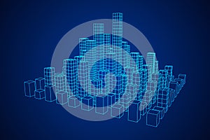 Mesh Cubes City Array