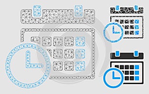 Date and Time Vector Mesh Wire Frame Model and Triangle Mosaic Icon