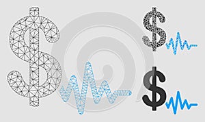 Dollar Signal Vector Mesh 2D Model and Triangle Mosaic Icon