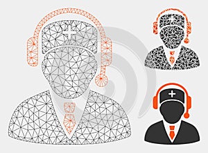 Emergency Manager Vector Mesh Network Model and Triangle Mosaic Icon