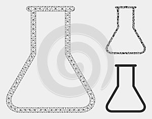 Empty Flask Vector Mesh Wire Frame Model and Triangle Mosaic Icon