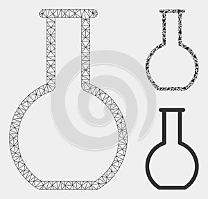 Empty Retort Vector Mesh Wire Frame Model and Triangle Mosaic Icon