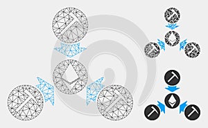 Ethereum Mining Pool Vector Mesh Wire Frame Model and Triangle Mosaic Icon